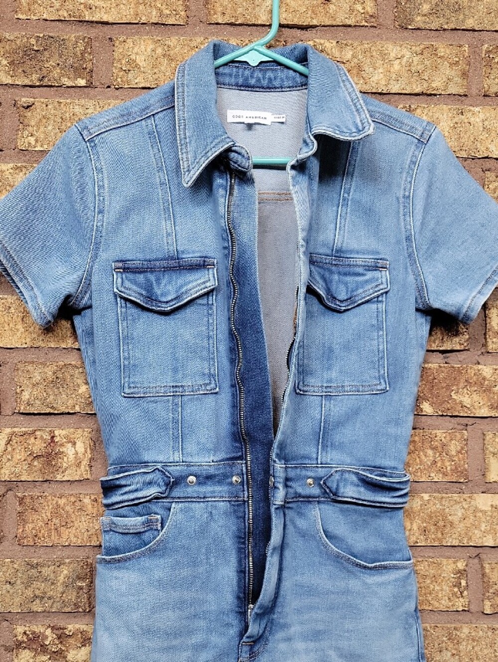 Good American Fit for Success Denim Romper Size 2 Small Cotton Stretch - Picture 8 of 16